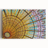 Black and white large art print of Barcelona streets on stretched canvas, ideal for kitchen wall art or bedroom decor.