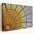 Large canvas print of Barcelona streetscape in muted earth tones, ideal for kitchen wall art.