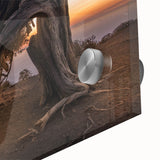 Large abstract wall art featuring muted earth tones of a Spanish Canary landscape on acrylic glass.