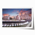 Rolled print of Madrid scenery with vibrant floral elements in soft pastel colors.