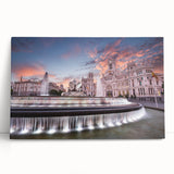 Black and white large art print of Madrid scenery on stretched canvas, ideal for kitchen wall art or bedroom.