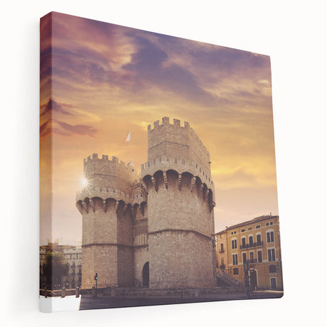 Large art of Valencia scenery on stretched canvas with vibrant colors, ideal for kitchen wall art.