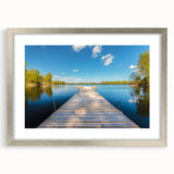 Textured abstract art print of a serene Swedish landscape in muted earth tones, framed in silver, ideal for bedroom art.