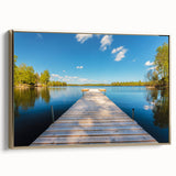 Framed canvas featuring a vintage-style landscape painting of a serene Swedish scenery in muted gold and black tones.