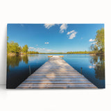 Black and white photograph of a serene Swedish landscape on stretched canvas, ideal for kitchen wall art.