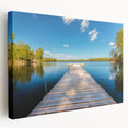 Large canvas print of a serene Swedish landscape in muted green and blue tones, ideal for kitchen wall art.