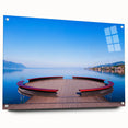 Acrylic print of Geneva scenery with soft blue and gray tones, ideal for dining room art.