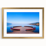 Extra large wall art of Geneva scenery with textured abstract art prints in a gold frame, suitable for living room decor.