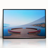 Large abstract wall art depicting Geneva scenery in muted earth tones on a framed acrylic.