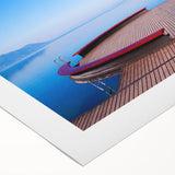 Art deco poster of Geneva scenery on rolled canvas, featuring muted earth tones, ideal for dining room wall art.