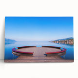 Black and white photo of Geneva scenery on stretched canvas, ideal for kitchen wall art.
