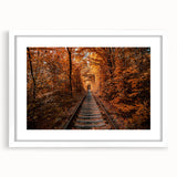 Abstract art print featuring a blend of vibrant hues on a white framed canvas, suitable for dining room or bedroom decor.