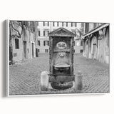 Vintage poster art of the Vatican on framed canvas, featuring muted earth tones, ideal for living room decor.