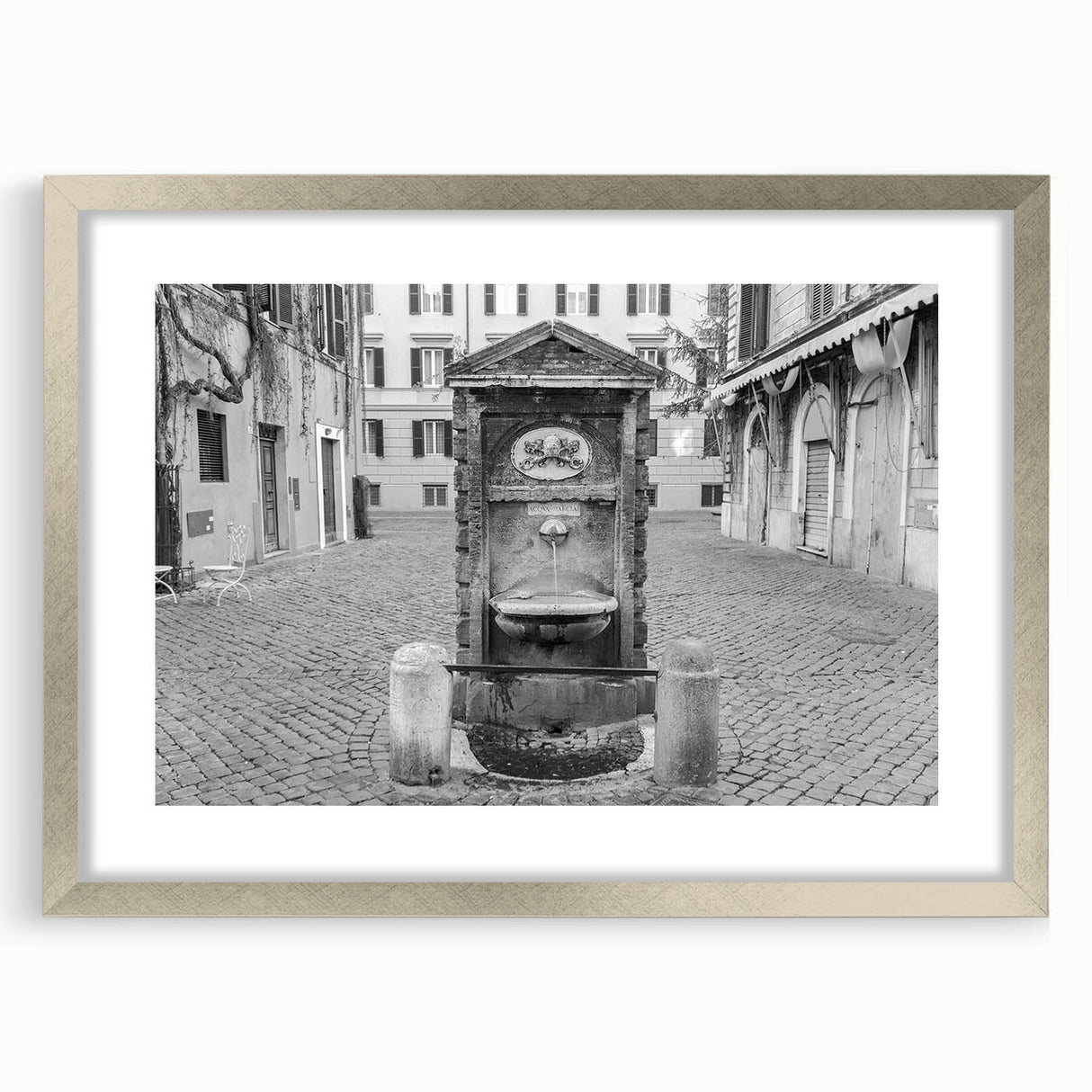 Textured art print of the Vatican scenery in muted earth tones on a framed canvas, suitable for bedroom decor.