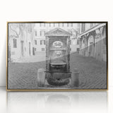 Large art print of the Vatican scenery in muted gold tones, framed acrylic, ideal for modern nursery wall art.