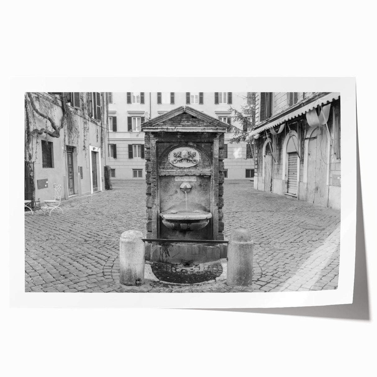 Vatican scenery on a rolled print, featuring muted earth tones, ideal for art wall dining room.