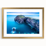 Extra large abstract art print of a Welsh landscape in textured gold frame, ideal for living room decor.
