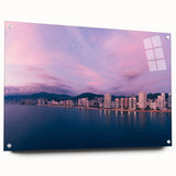 Acrylic print of a large abstract depiction of Acapulco scenery, using vibrant blues and greens.