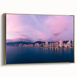 Framed canvas of vintage Acapulco landscape with black and gold tones, ideal for bedroom wall art.