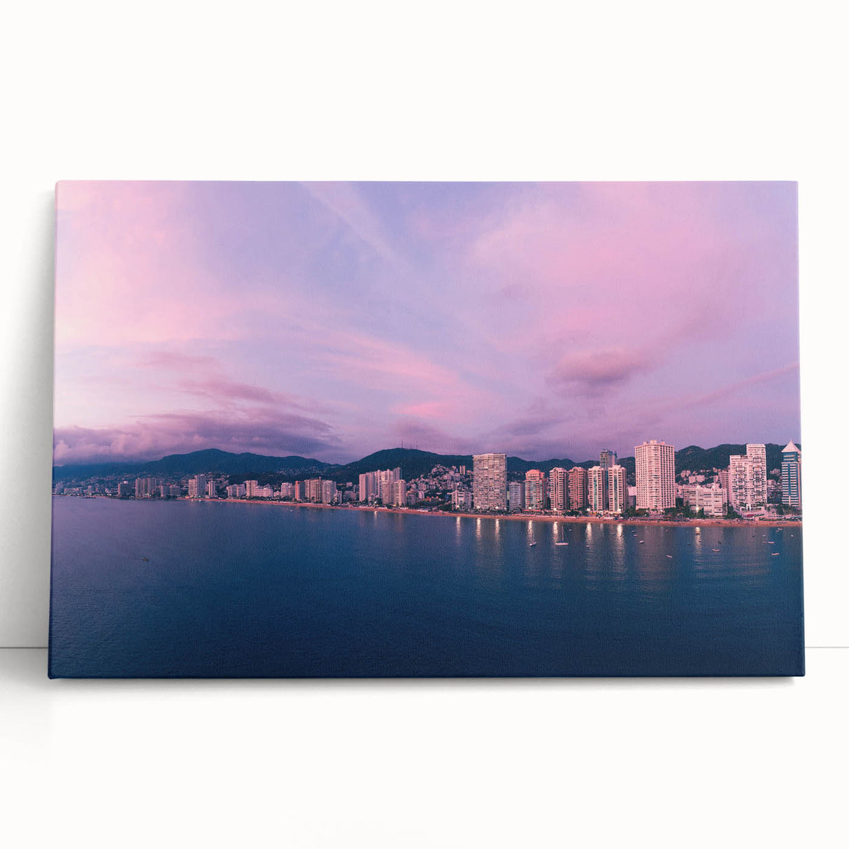 Black and white stretched canvas of Acapulco scenery, ideal for kitchen wall art or bedroom ambiance.