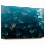 Large abstract depiction of Baja California scenery in muted earth tones on acrylic glass.