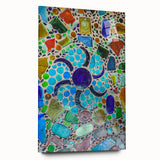 Large abstract wall art of Cabo San Lucas scenery in vibrant blues and greens on acrylic glass.