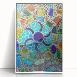 Framed acrylic print of a modern art depiction of Cabo San Lucas with vibrant blues and whites, ideal for nursery wall art.