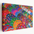 Side view of a stretched canvas depicting a vibrant Cancun scenery, ideal for kitchen wall art.
