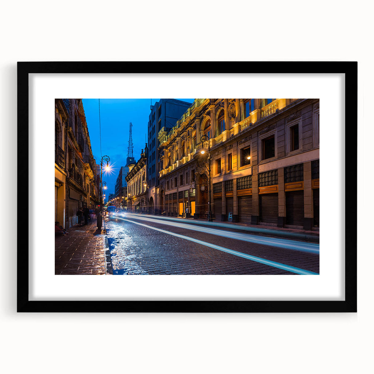 Extra large framed wall art of an abstract Mexico City scene in vibrant, textured colors, ideal for living room decor.