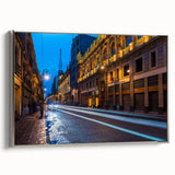 Framed canvas depicting a vintage Mexico City landscape in vibrant colors.