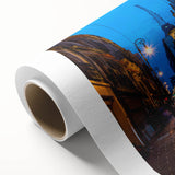 Art deco poster of Mexico City scenery in pastel hues on rolled canvas, ideal for nursery wall art.