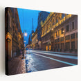 Large art piece depicting Mexico City scenery in vibrant colors on stretched canvas, ideal for kitchen wall art.