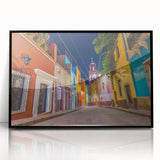 Large abstract wall art featuring a colorful depiction of Guanajuato, Mexico.