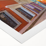 Art deco poster of Guanajuato scenery on rolled canvas, showcasing vibrant colors, ideal for dining room wall art.