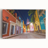 Black and white stretched canvas of Guanajuato scenery, ideal for kitchen wall art.
