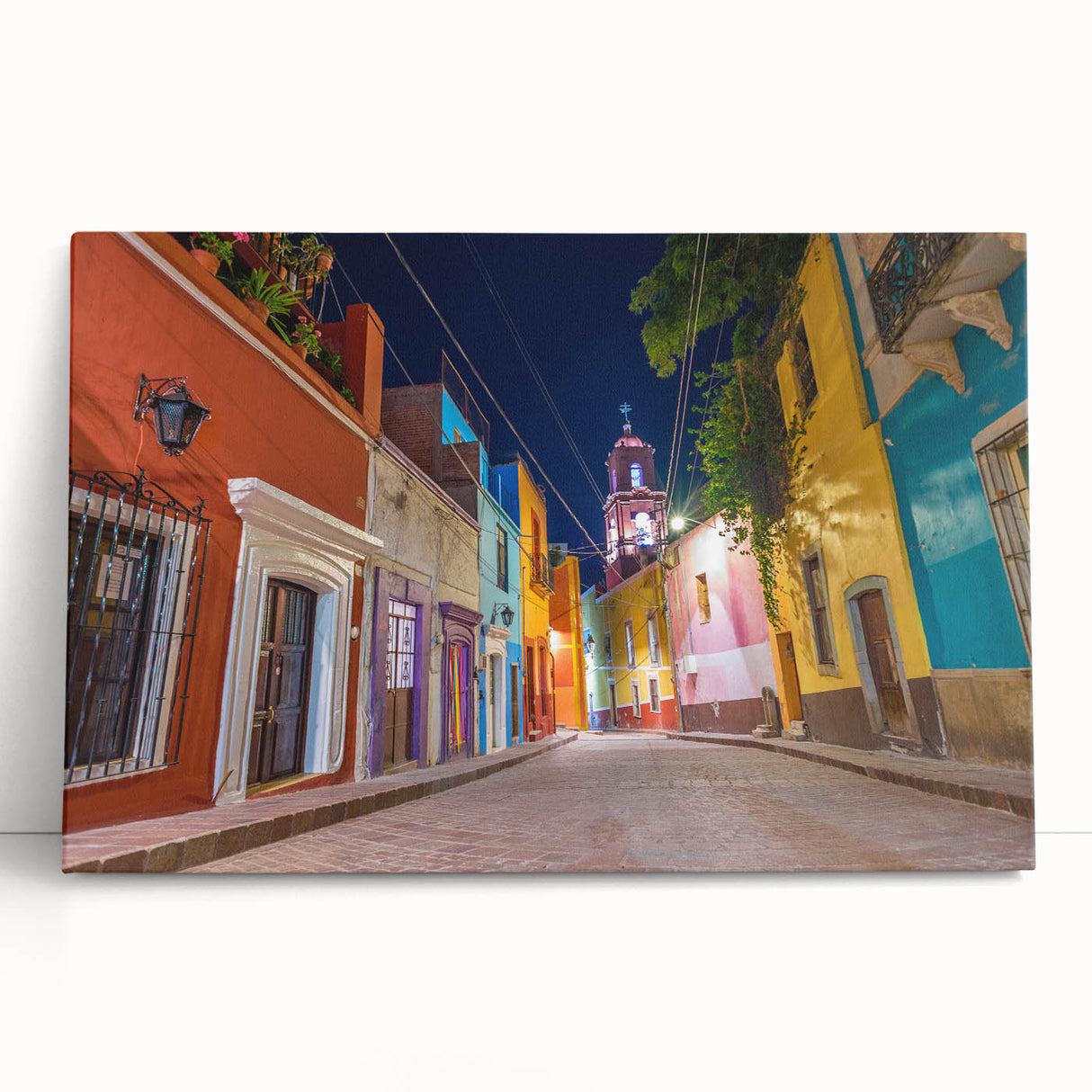 Black and white stretched canvas of Guanajuato scenery, ideal for kitchen wall art or bedroom ambiance.