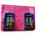 Acrylic print of a large abstract depiction of Oaxaca scenery in vibrant earth tones, ideal for dining room decor.