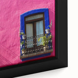 Extra large framed canvas featuring a textured depiction of Oaxaca scenery in vibrant colors, ideal for living room decor.