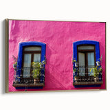 Framed canvas of a vintage-style Oaxaca landscape in gold and black tones, ideal for bedroom wall art.