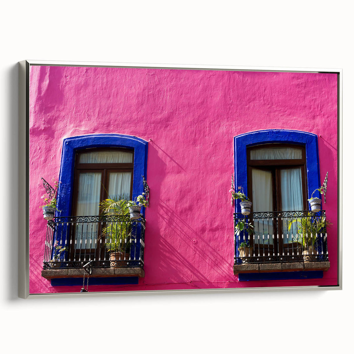 Framed canvas landscape art painting featuring a colorful Oaxaca scenery, ideal for adding a vintage touch to any room.
