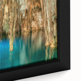 Extra large framed canvas of a textured, colorful Mexican Yucatán landscape, ideal for living room decor.