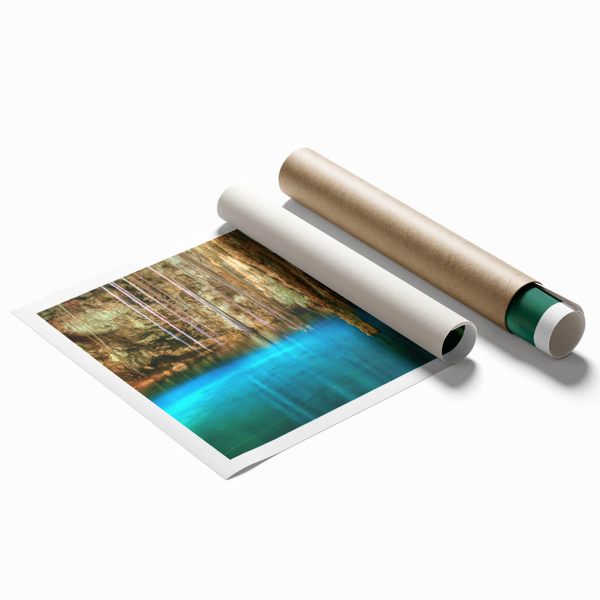 Extra large rolled print of Yucatan scenery with vibrant floral elements, suitable for bathroom or living room decor.