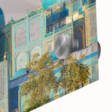 Large abstract wall art depicting a Middle Eastern scenery in muted earth tones, acrylic glass.