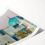 Extra large wall art featuring line art flowers and landscape with muted earth tones on rolled print.