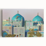 Black and white stretched canvas depicting a Middle Eastern scenery, ideal for kitchen wall art.