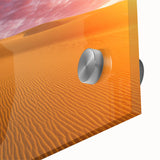 Large abstract wall art of Dubai skyline in muted gray and blue tones on acrylic glass, ideal for dining room ambiance.