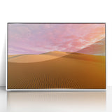 Art deco poster of Dubai skyline in muted gold and white on framed acrylic, suitable for modern art wall decor.