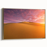 Framed canvas wall art of Dubai skyline with gold and black tones, suitable for bedroom ambiance.