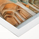 Art deco poster featuring a stylized Iranian landscape in earth tones on rolled canvas, suitable for dining room decor.