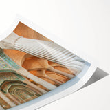 Extra large rolled print featuring line art flowers in muted earth tones, ideal for large living room wall decor.